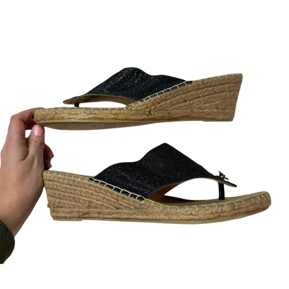 Croft & Barrow Black Shimmery Wedge Sandal/ Flip Flop/ Slip-On Shoe Women's 11 - Picture 5 of 10